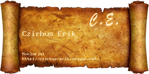 Czirbus Erik névjegykártya